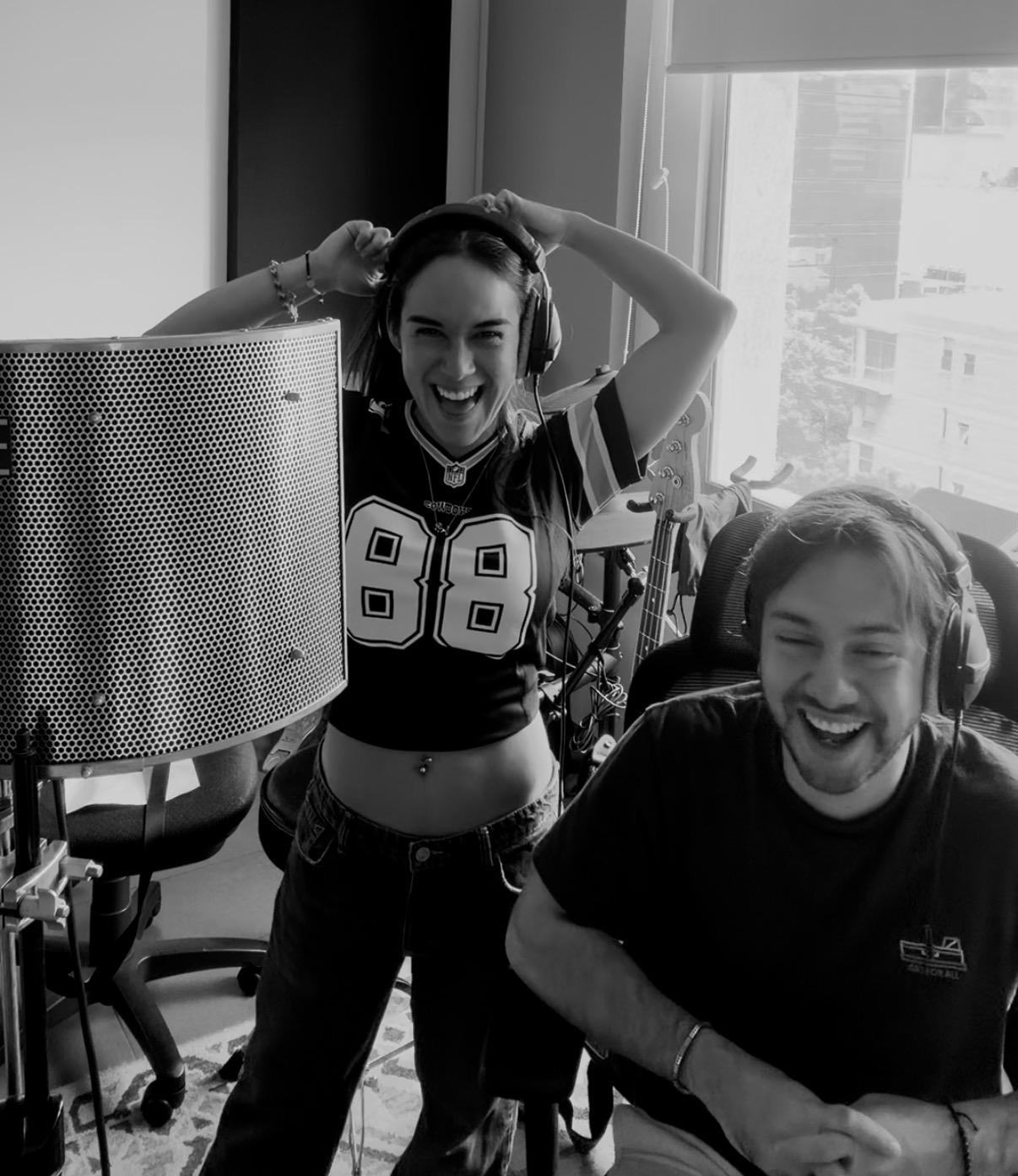 Gabie Rainfall and Frnq together in the recording studio